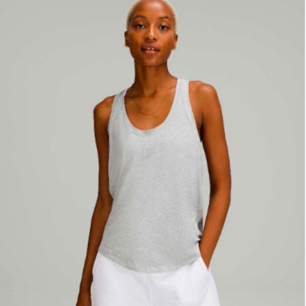 lululemon athletica Heather Gray Scoop Neck Tank Top